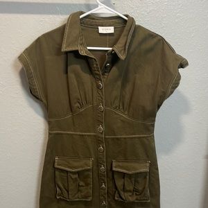 Olive green short sleeved dress. Size M